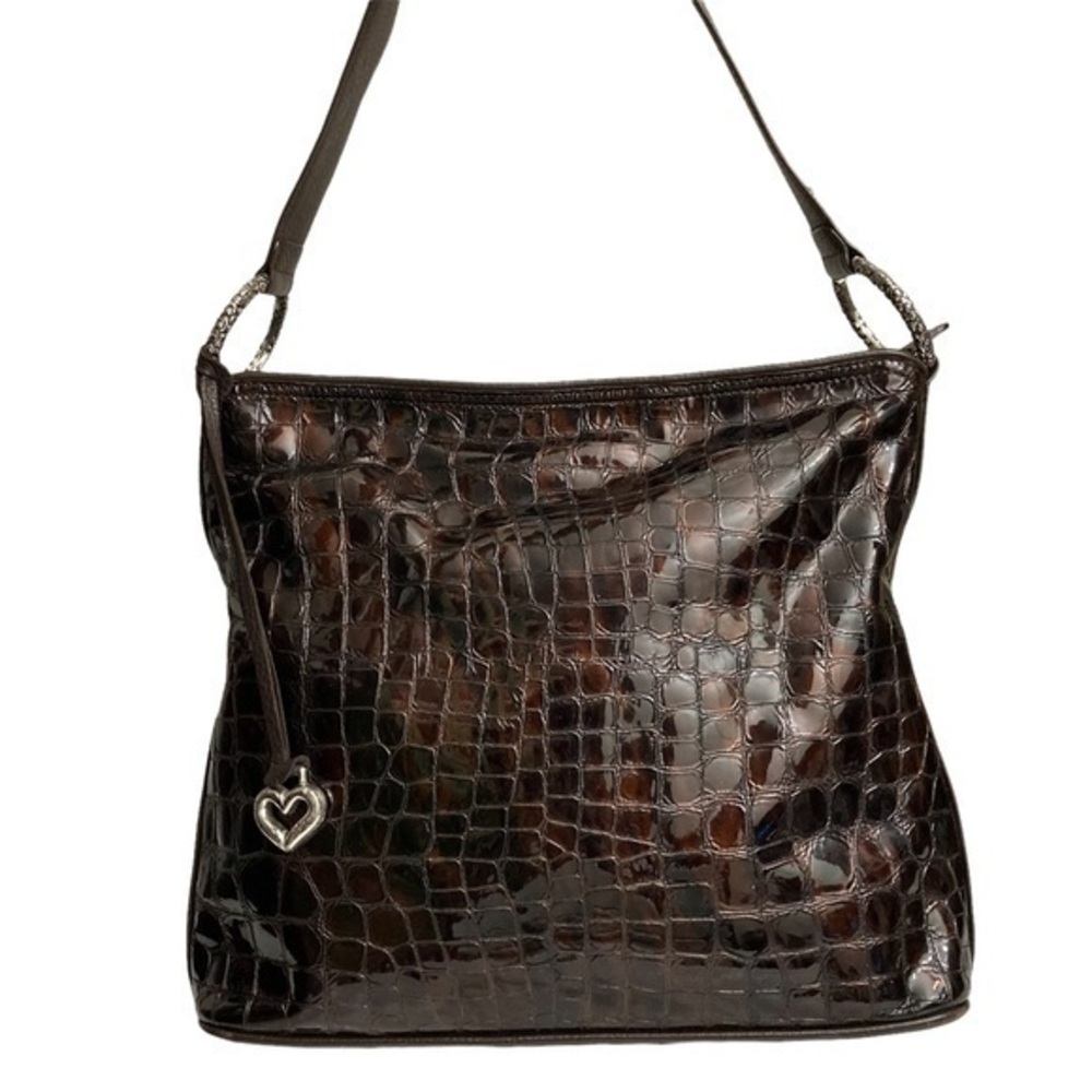 Brighton shiny embossed brown leather bag